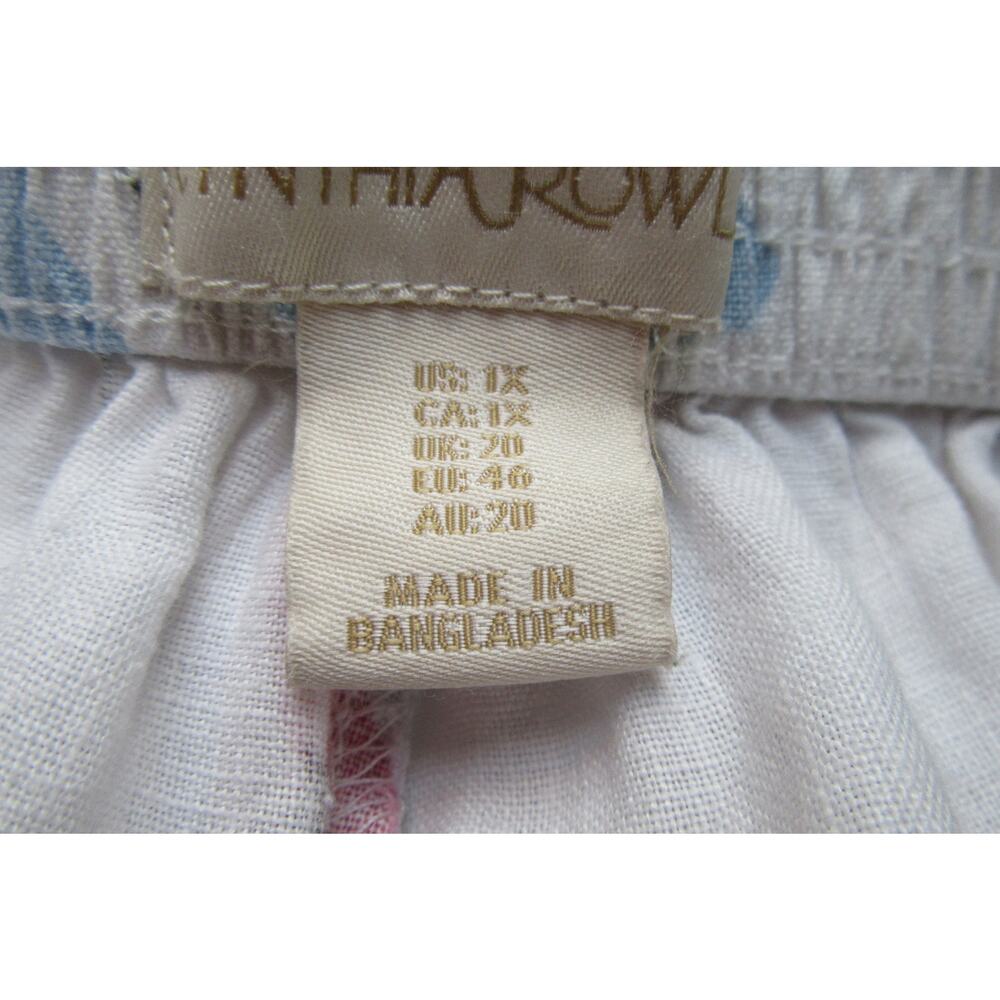 Cynthia Rowley 100% Linen Wide Leg Pull-On Crop Pants XL White Floral Beach Boho - Picture 5 of 11